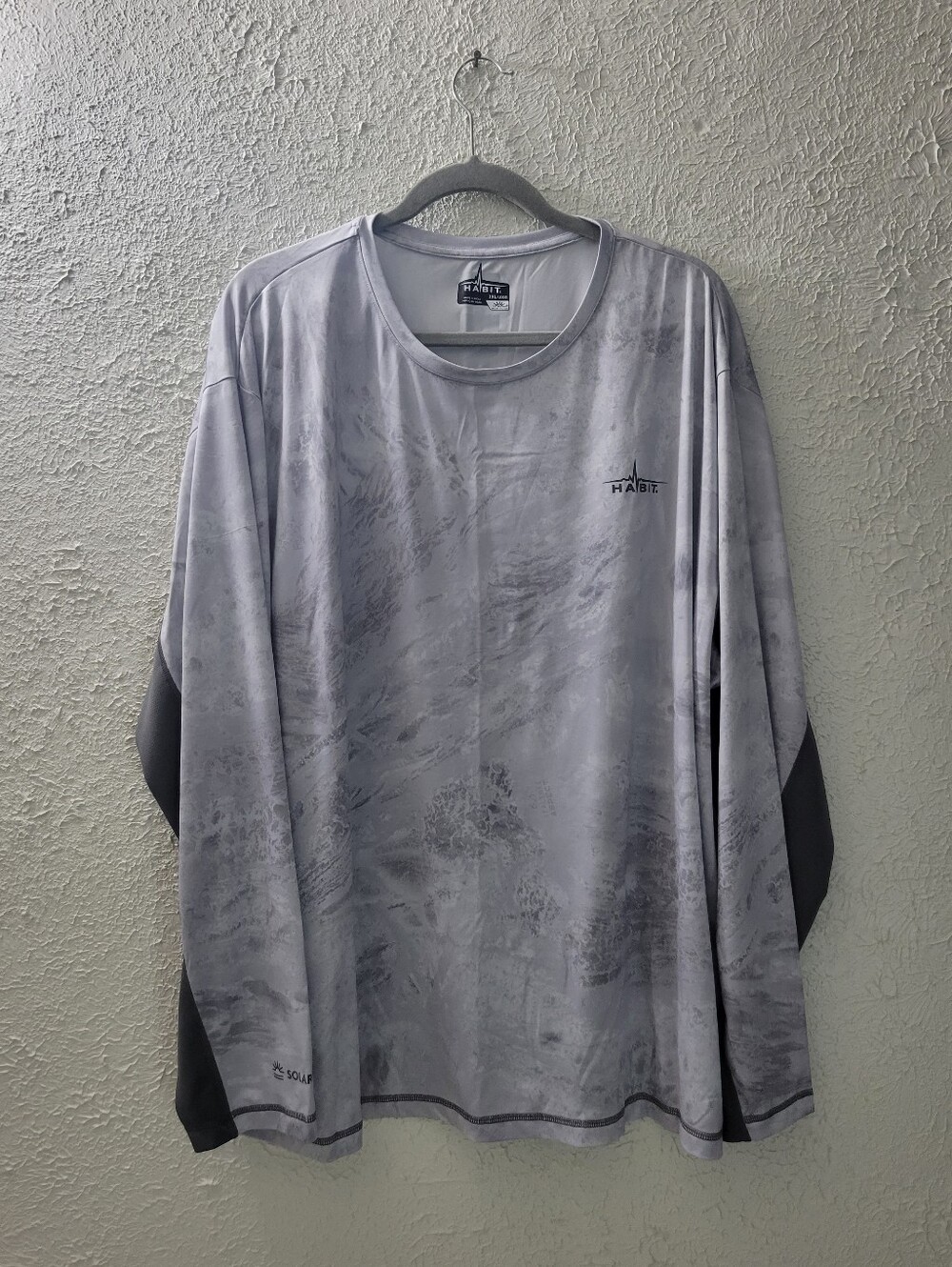 Habit 2XL Solar Factor Men’s UPF 40+ Fishing Shirt Long Sleeve Gray Pattern